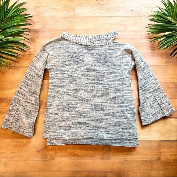 Michael Stars Black Marbled One-Shoulder Tunic Sweater - Size L - Linen Blend - Picture 6 of 15